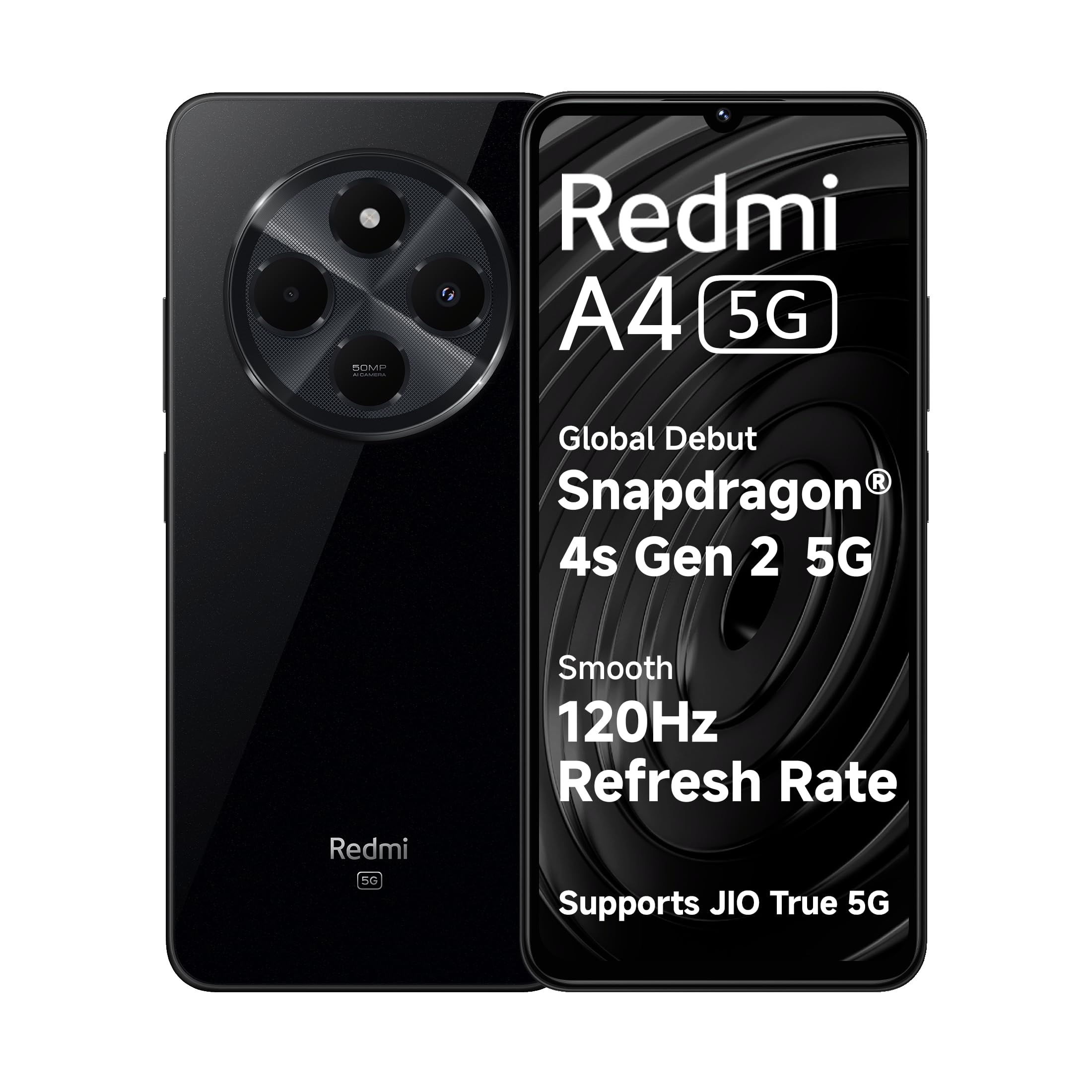 Redmi A4 5G (Starry Black, 4GB RAM, 128GB Storage) | Segment Largest 6.88in 120Hz | 50MP Dual Camera | 18W Fast Charging | Charger in The Box