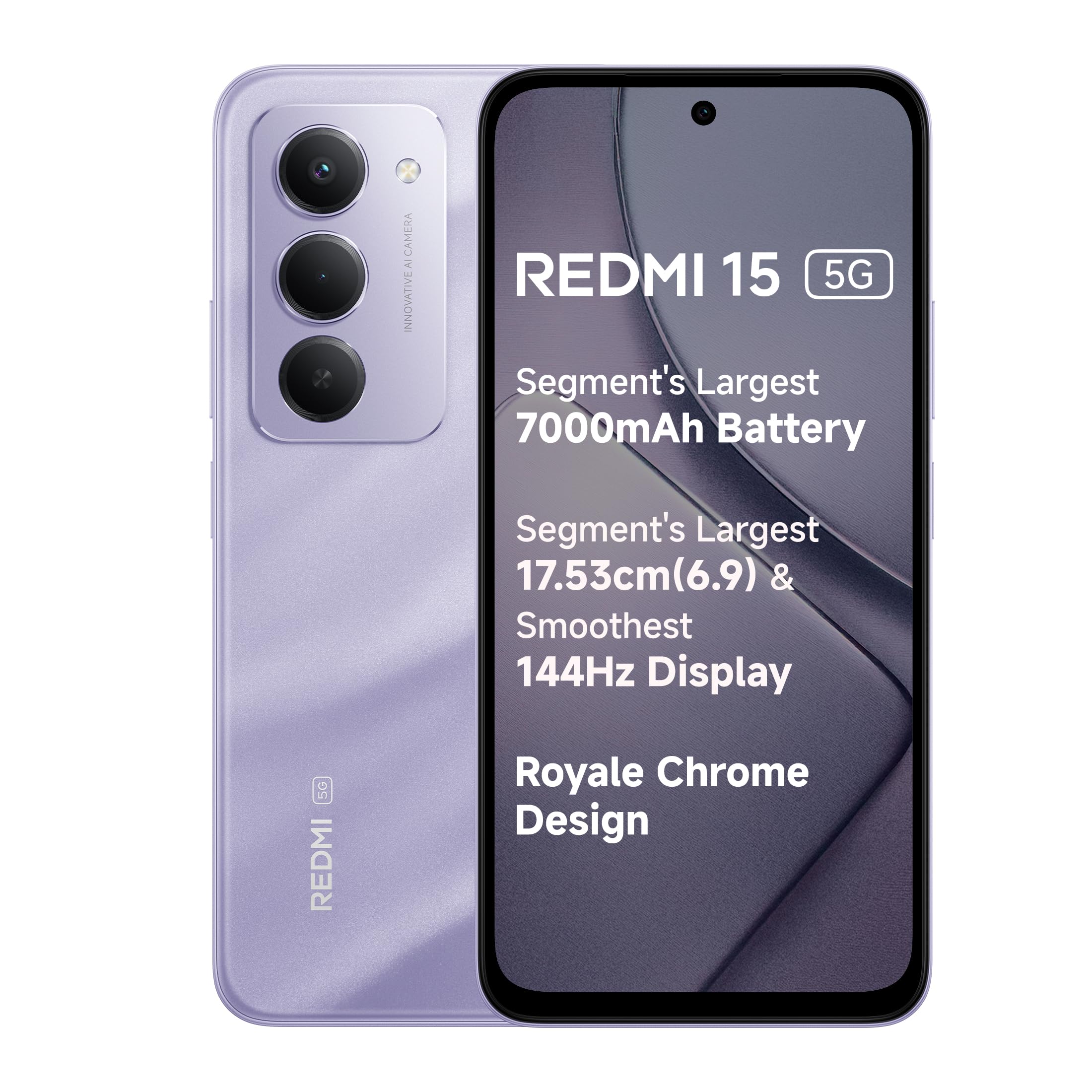 Redmi 15 5G Sandy Purple 8GB + 256GB | Segment's Largest 7000mAhA Battery | Segment's Largest Display 17.53cm(6.9) Up to 144Hz | Snapdragon 6s Gen 3 | 18W Reverse Charging | 50MP AI Dual Camera - Mobile Phone | Buy online on ZillyBuy