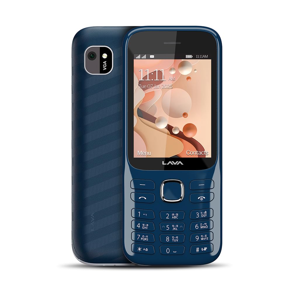 Lava Gem 2025 Dual Sim Keypad Phone (2.8" Display, Camera & Flash) | 2575mAh Smart AI Powerful Battery | Wireless FM & Recording | Stereo Speakers | Call Recording (Blue Chrome) - Mobile Phone | Buy online on ZillyBuy