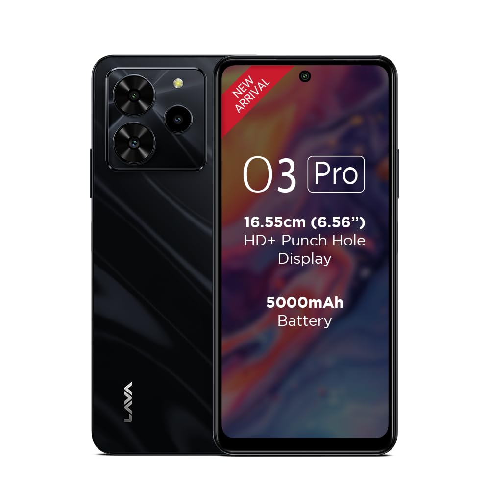 O3 Pro (Glossy Black, 4 GB RAM, 64 GB Storage)| Bigger 6.56" HD+ Display | 50 MP AI Triple Rear Camera | 8 MP Front Camera| 5000 mAh Battery | 10W Charging | Charger in Box - Mobile Phone | Buy online on ZillyBuy