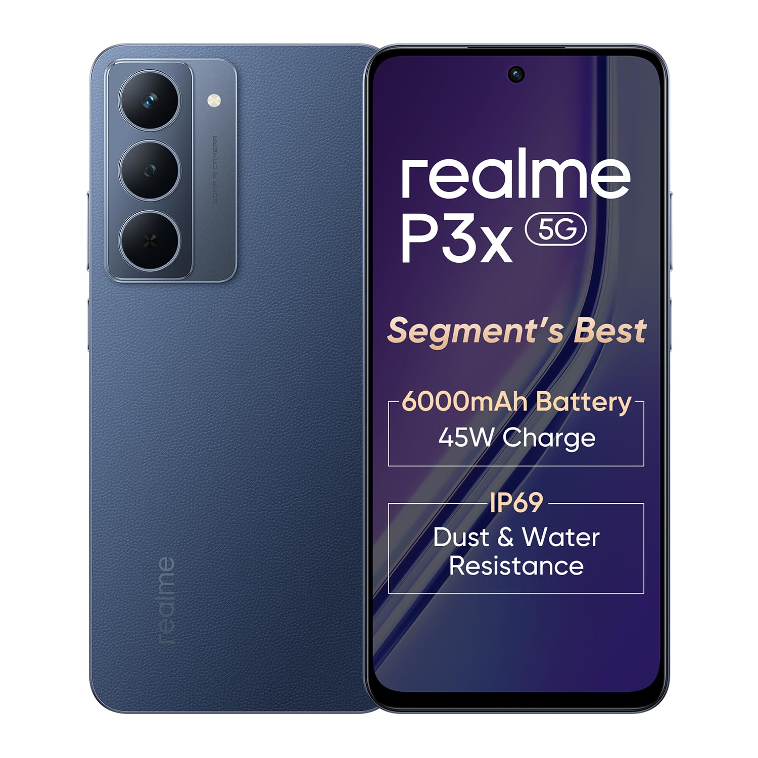 realme P3x 5G Smartphone 6+128GB Midnight Blue,6.72-inch Screen,120Hz Display,6000mAh Battery,45W SuperVOOC, 50MP Camera, MediaTek Dimensity 6400 Processor, IP64 - Mobile Phone | Buy online on ZillyBuy
