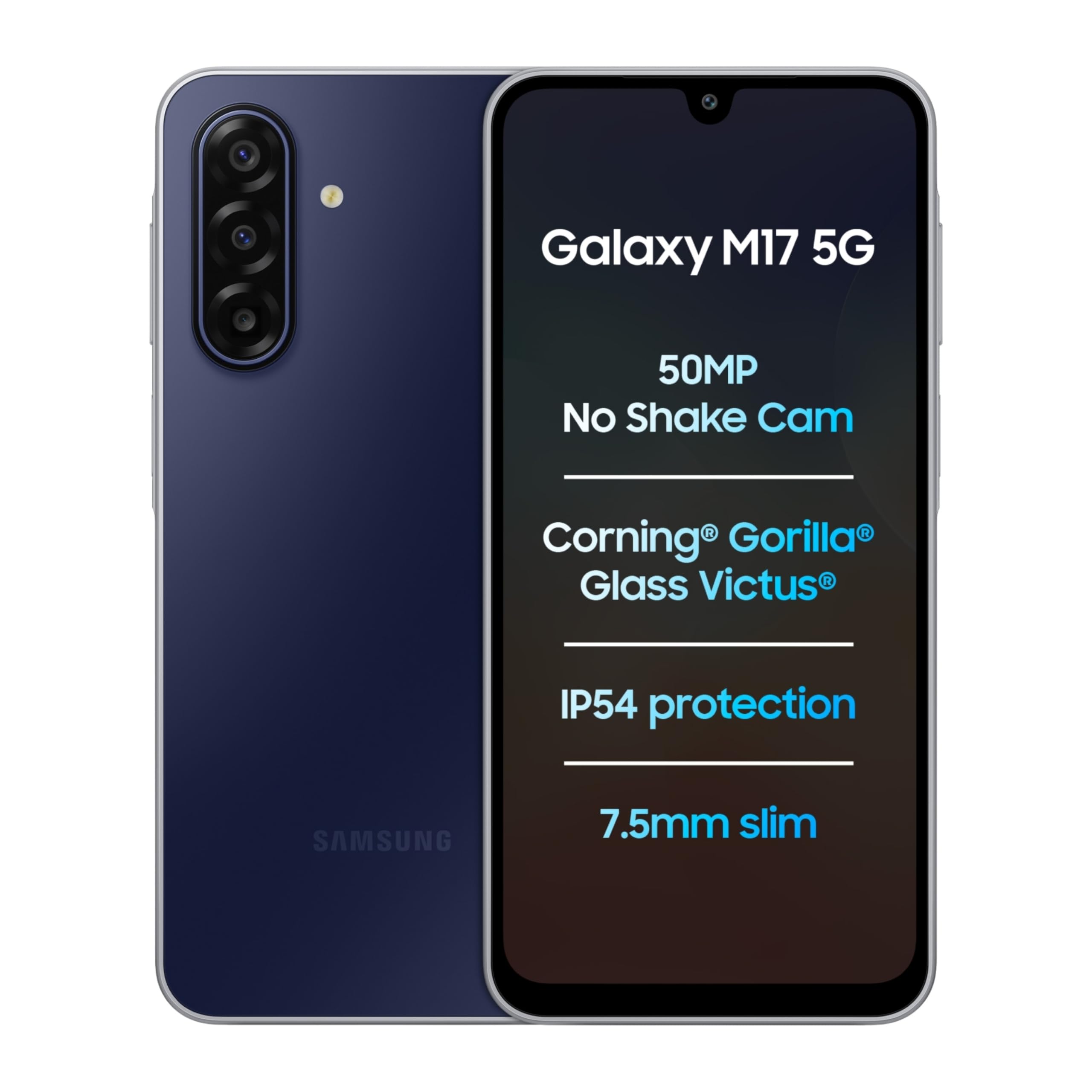 Samsung Galaxy M17 5G (Sapphire Black, 6GB RAM, 128GB Storage)| 50MP OIS Triple Camera| Gorilla Glass Victus| IP54 Rating| 6 Gen of OS Upgrades| AI| Circle to Search| Gemini Live| Without Charger - Mobile Phone | Buy online on ZillyBuy