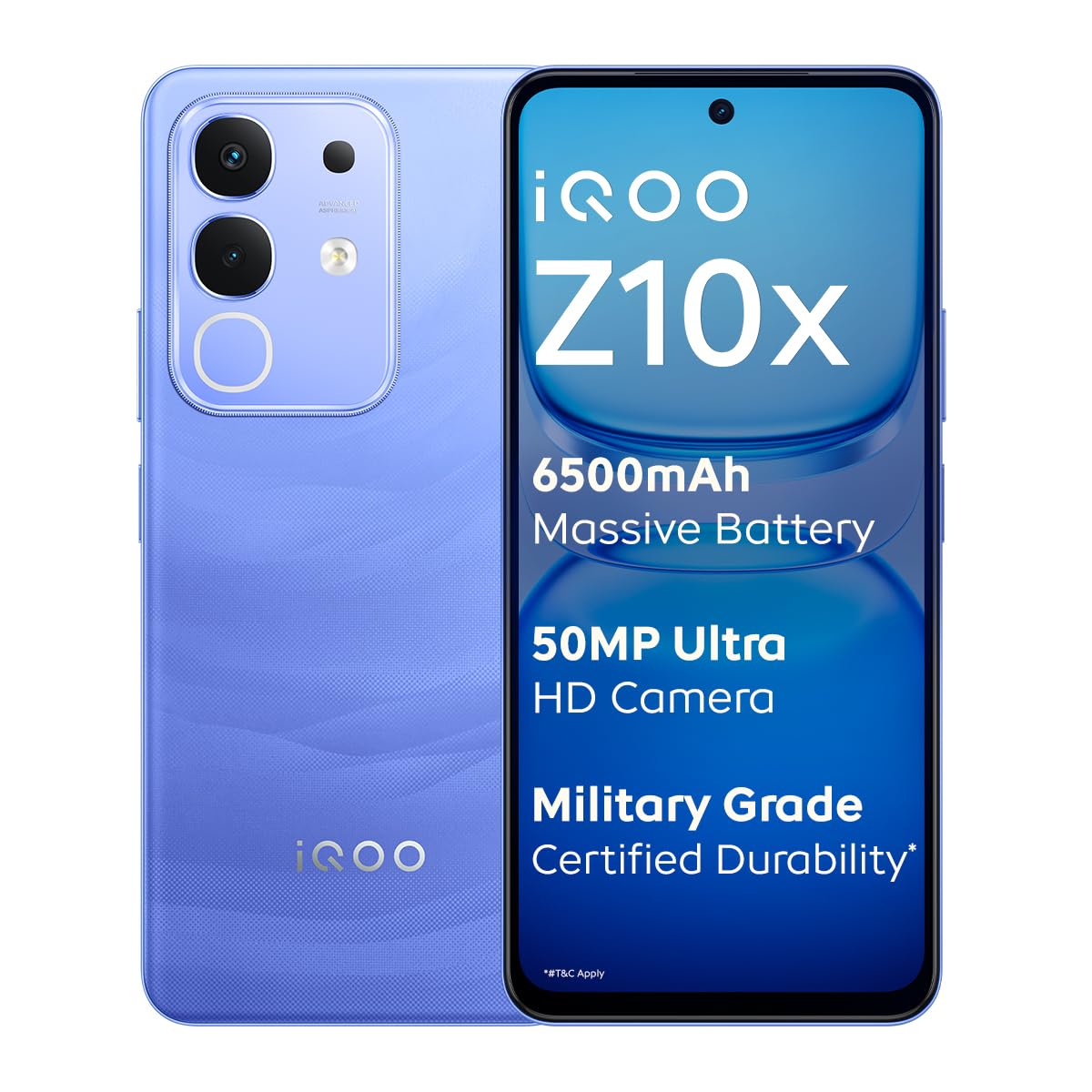 iQOO Z10x 5G (Ultramarine, 8GB RAM, 128GB Storage) | 6500 mAh Large Capacity Battery | Dimensity 7300 Processor | Military-Grade Durability - Mobile Phone | Buy online on ZillyBuy