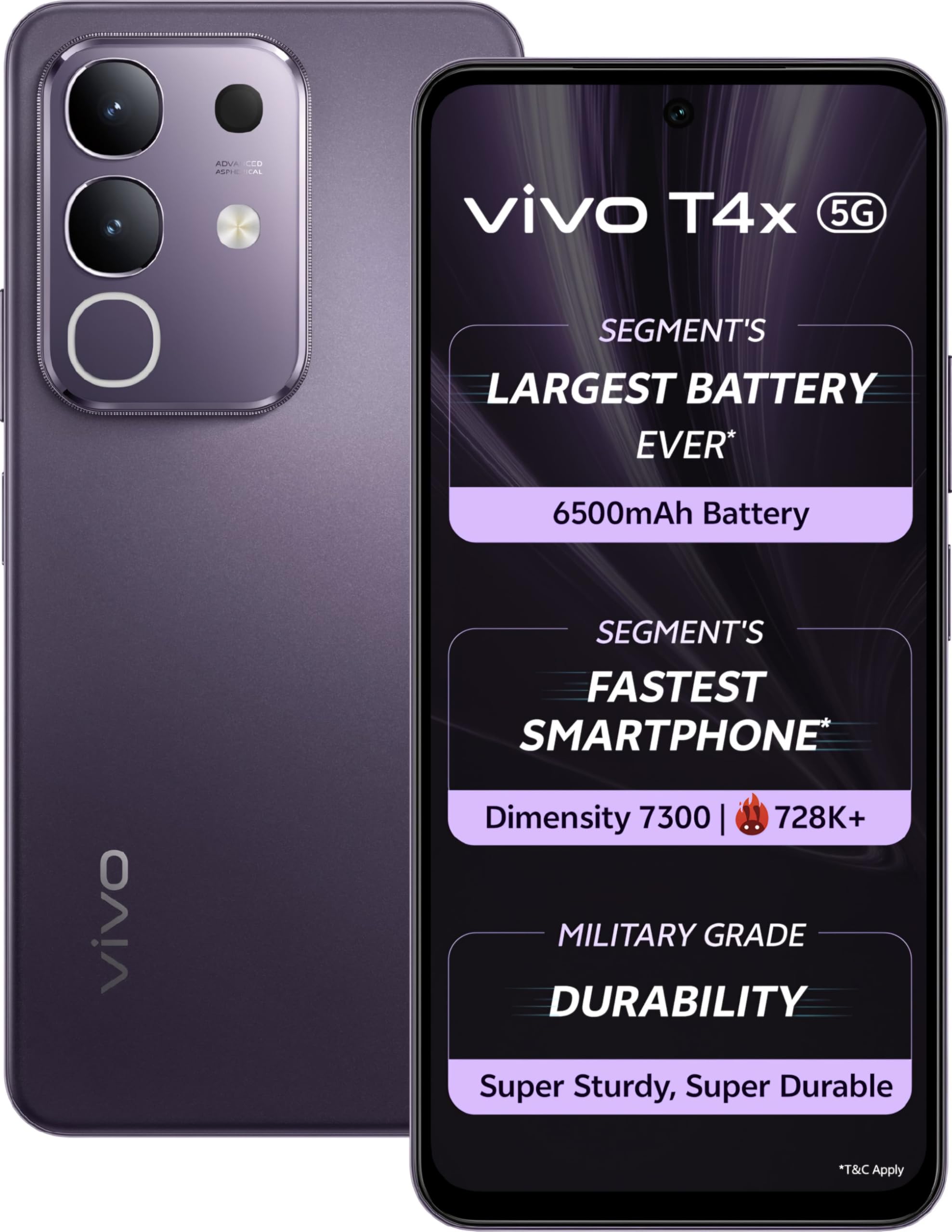 VIVO T4x (Pronto Purple, 8GB, 128GB) - Mobile Phone | Buy online on ZillyBuy