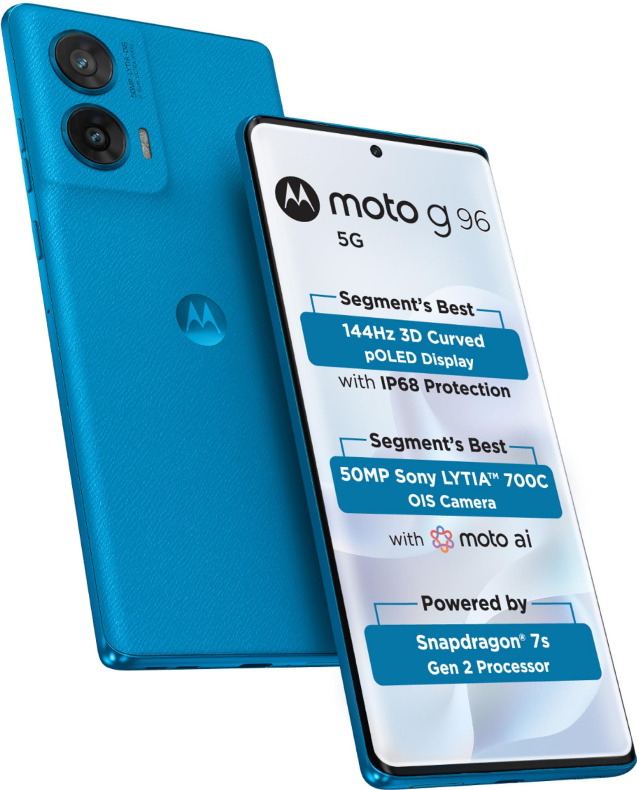 Motorola G96 144Hz 3D Curved pOLED (Dresden Blue, 8GB RAM, 128GB Storage) - Mobile Phone | Buy online on ZillyBuy
