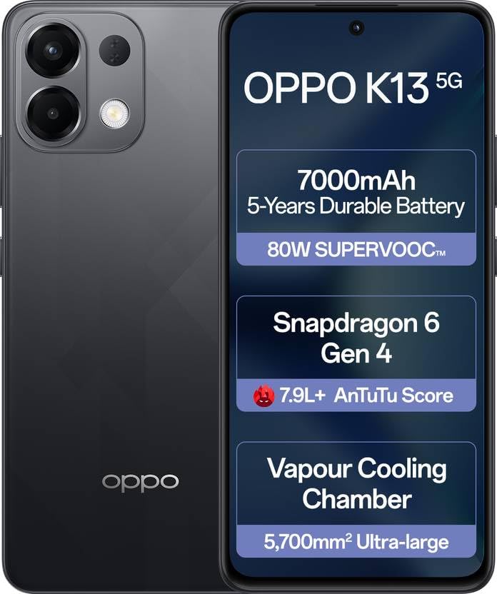 Oppo K13 5G (Prism Black, 8GB RAM 128GB Storage) - Mobile Phone | Buy online on ZillyBuy