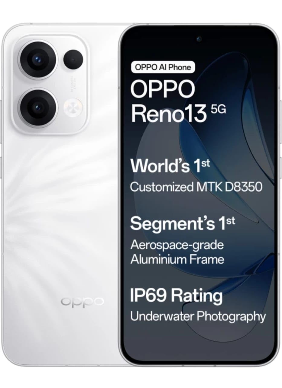 OPPO Reno13 5G (Ivory White,8 GB RAM, 128 GB Storage) - Mobile Phone | Buy online on ZillyBuy