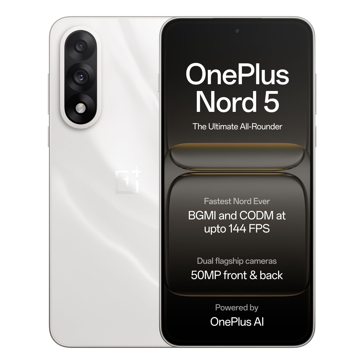 OnePlus Nord 5 | Snapdragon 8s Gen 3 | Stable 144FPS Gaming | Dual 50MP Flagship Camera | Powered by OnePlus AI | 8GB + 256GB | Marble Sands - Mobile Phone | Buy online on ZillyBuy