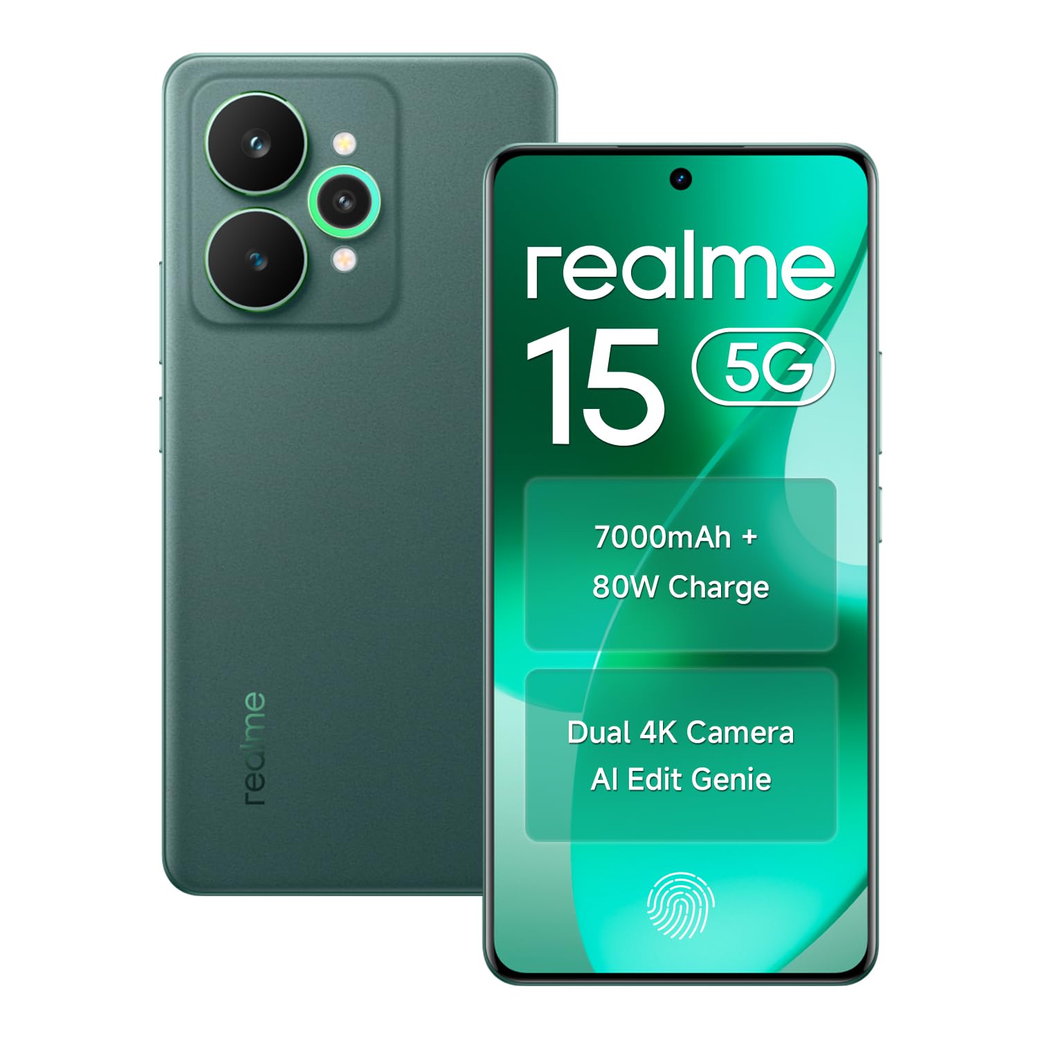 Realme 15 Smartphone 5G 128GB ROM 8GB RAM 6.8" AMOLED Display 144Hz, 7000mAh Battery 80W Fast Charge IP69 Waterproof 50MP AI Camera Green - Mobile Phone | Buy online on ZillyBuy
