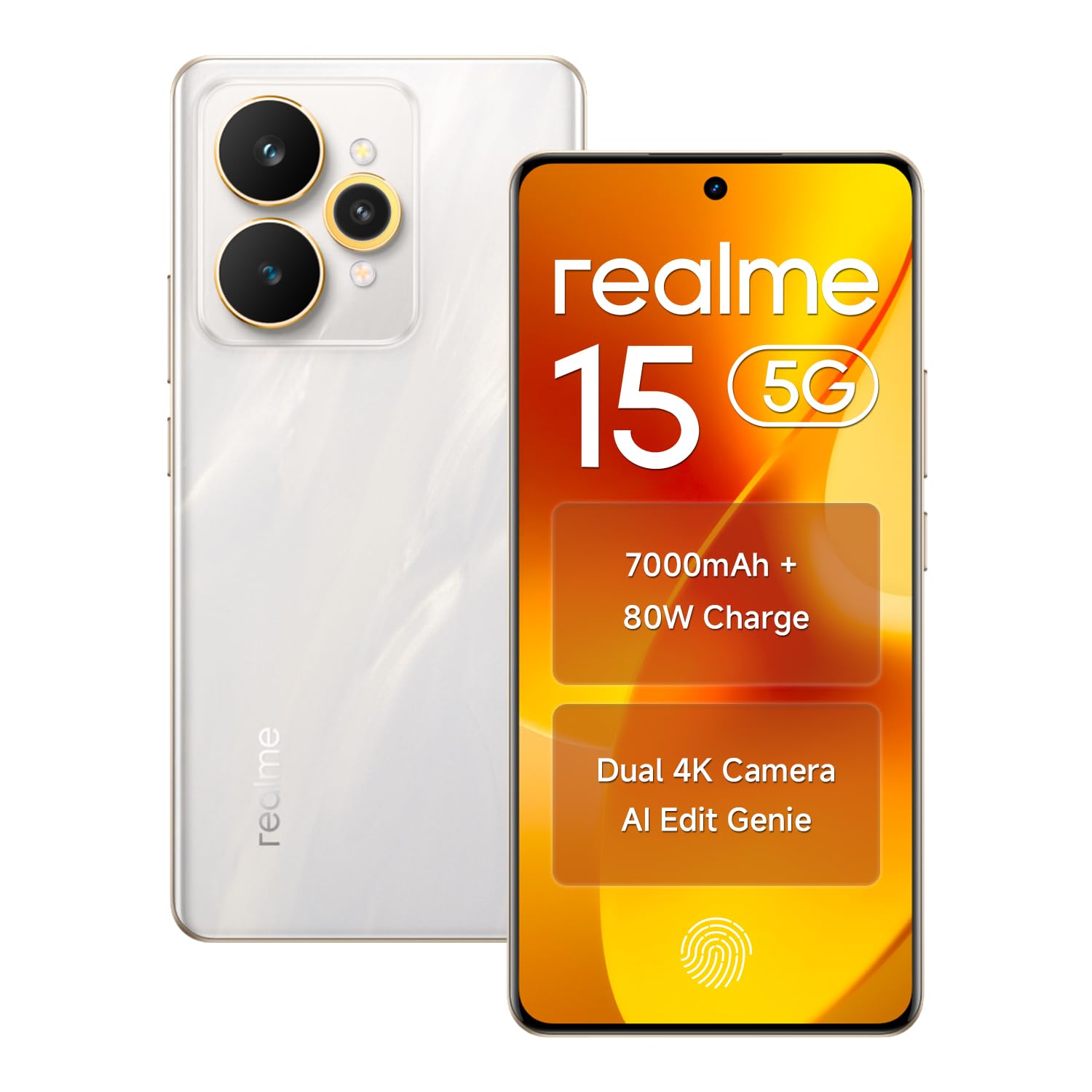 Realme 15 Smartphone 5G 128GB ROM 8GB RAM 6.8" AMOLED Display 144Hz, 7000mAh Battery 80W Fast Charge IP69 Waterproof 50MP AI Camera Silver - Mobile Phone | Buy online on ZillyBuy
