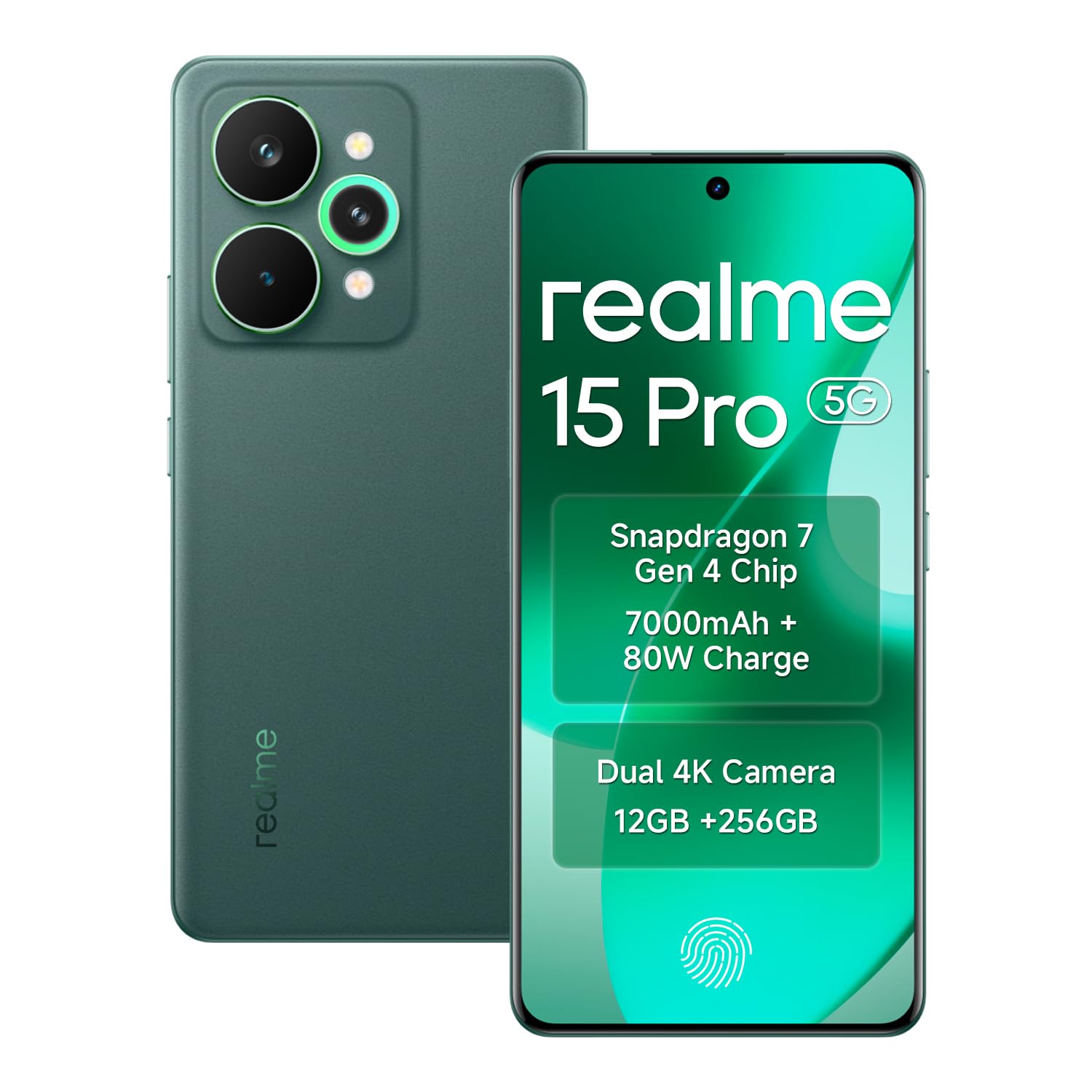 Realme Smartphone 15 pro 5G, 12GB RAM 256GB ROM 6.8 Inch Display 144Hz, Snapdragon 7 Gen 4, Battery 7000mAh 80W Fast Charge IP69 Waterproof 4K AI Camera (Green) - Mobile Phone | Buy online on ZillyBuy