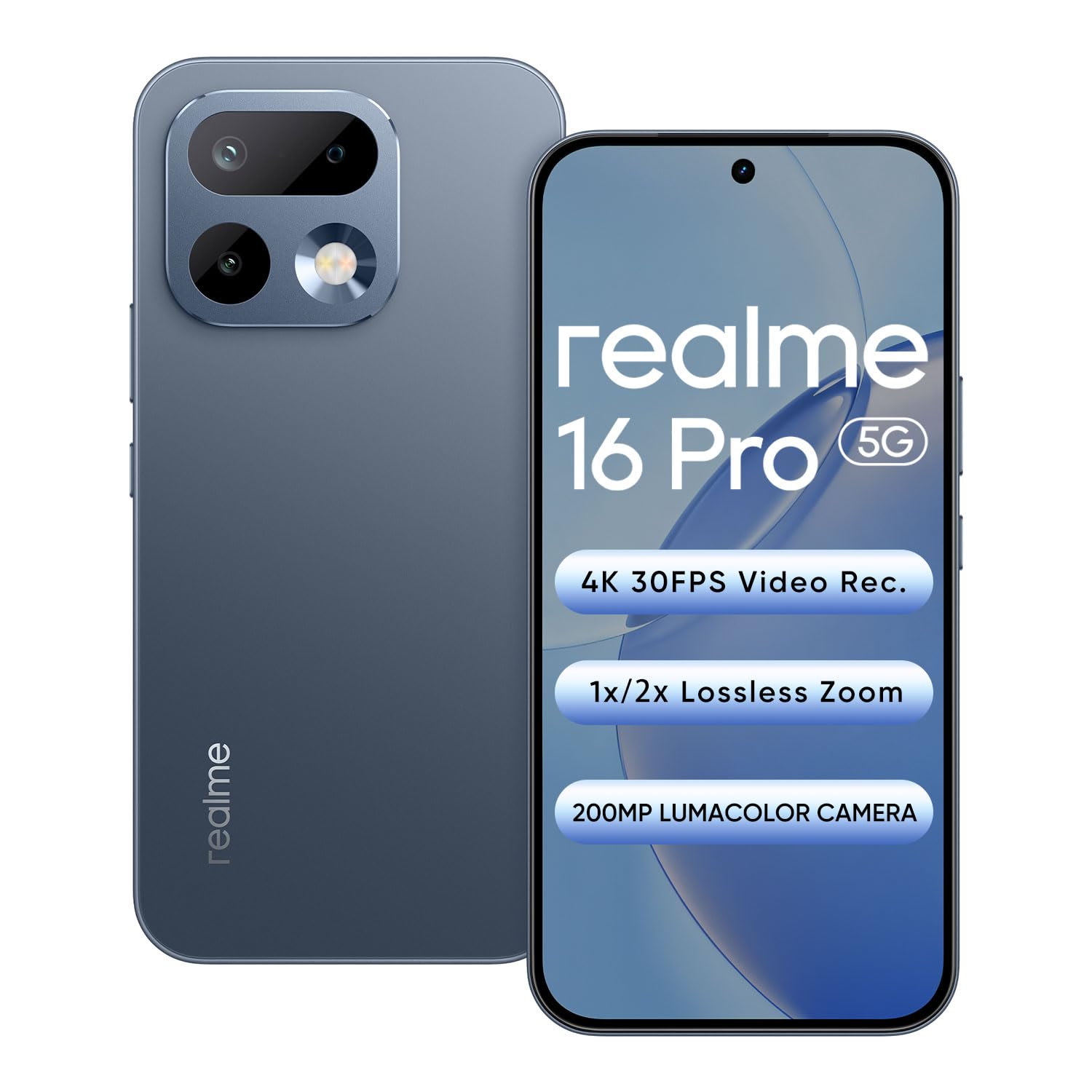 Realme 16 Pro 5G Smartphone 12+256GB Pebble Grey, 144Hz AMOLED Display,7000mAh Battery,80W SuperVOOC, 200MP Primary Camera 50MP Front Camera, MediaTek 7300-Max Processor,IP69 - Mobile Phone | Buy online on ZillyBuy