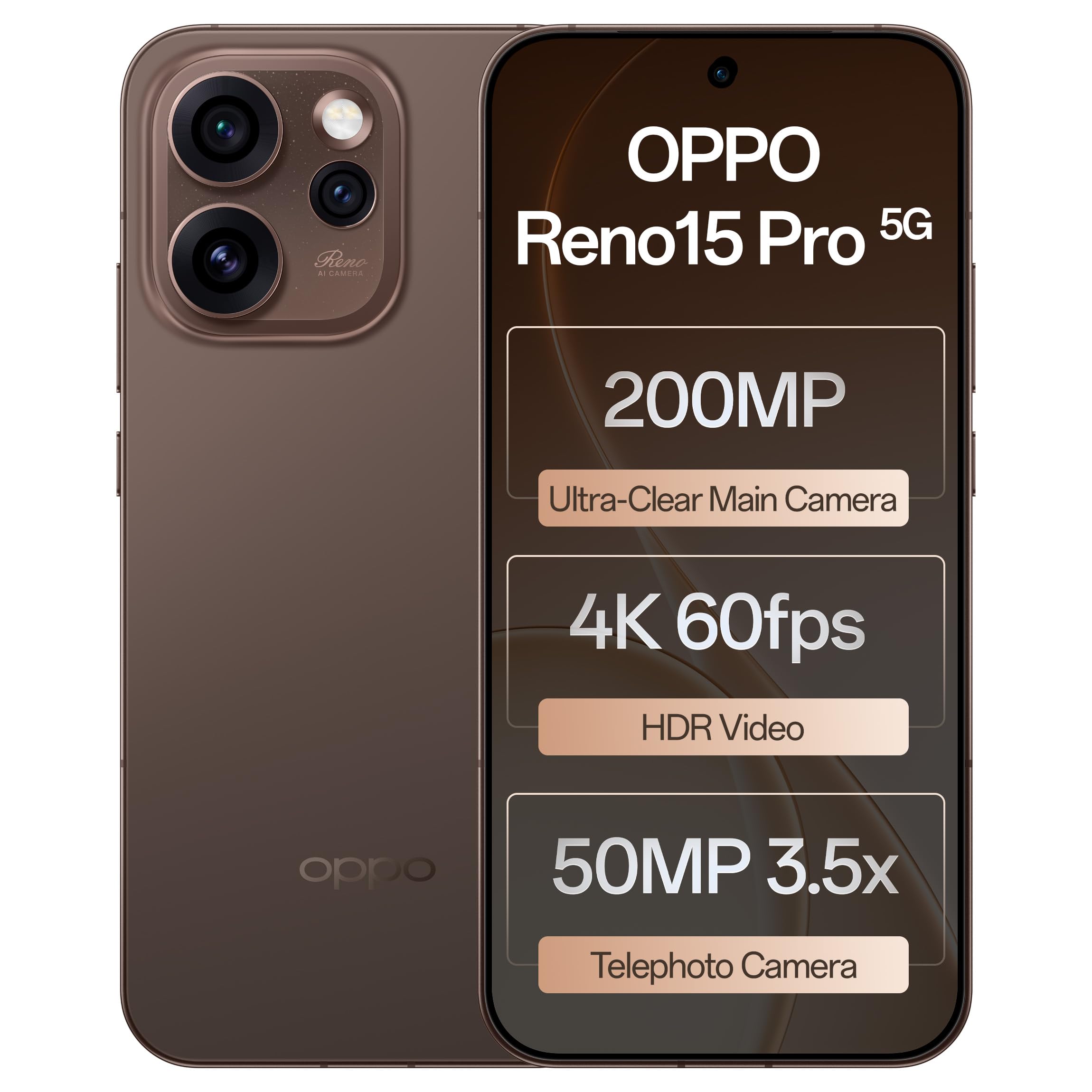 Oppo Reno15Pro 5G (Cocoa Brown, 12GB RAM, 256GB Storage) with No Cost EMI/Additional Exchange Offers - Mobile Phone | Buy online on ZillyBuy