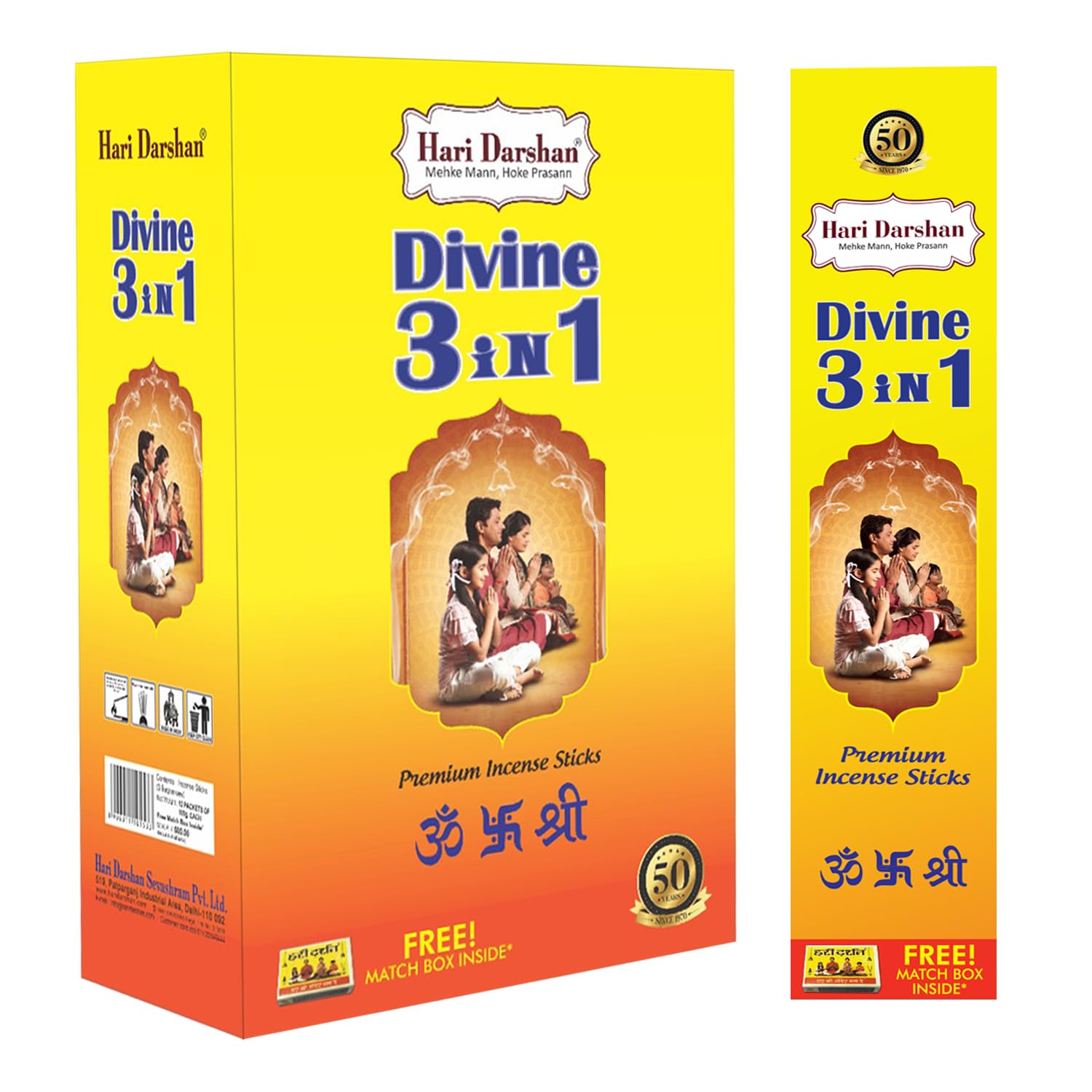Hari Darshan Divine Three-in-One Premium Incense Sticks | Long Lasting Fragrance for Spiritual Rituals Meditation and Relaxation | Agarbatti for Pooja and Havan 105G - Pooja Needs | Buy online on ZillyBuy