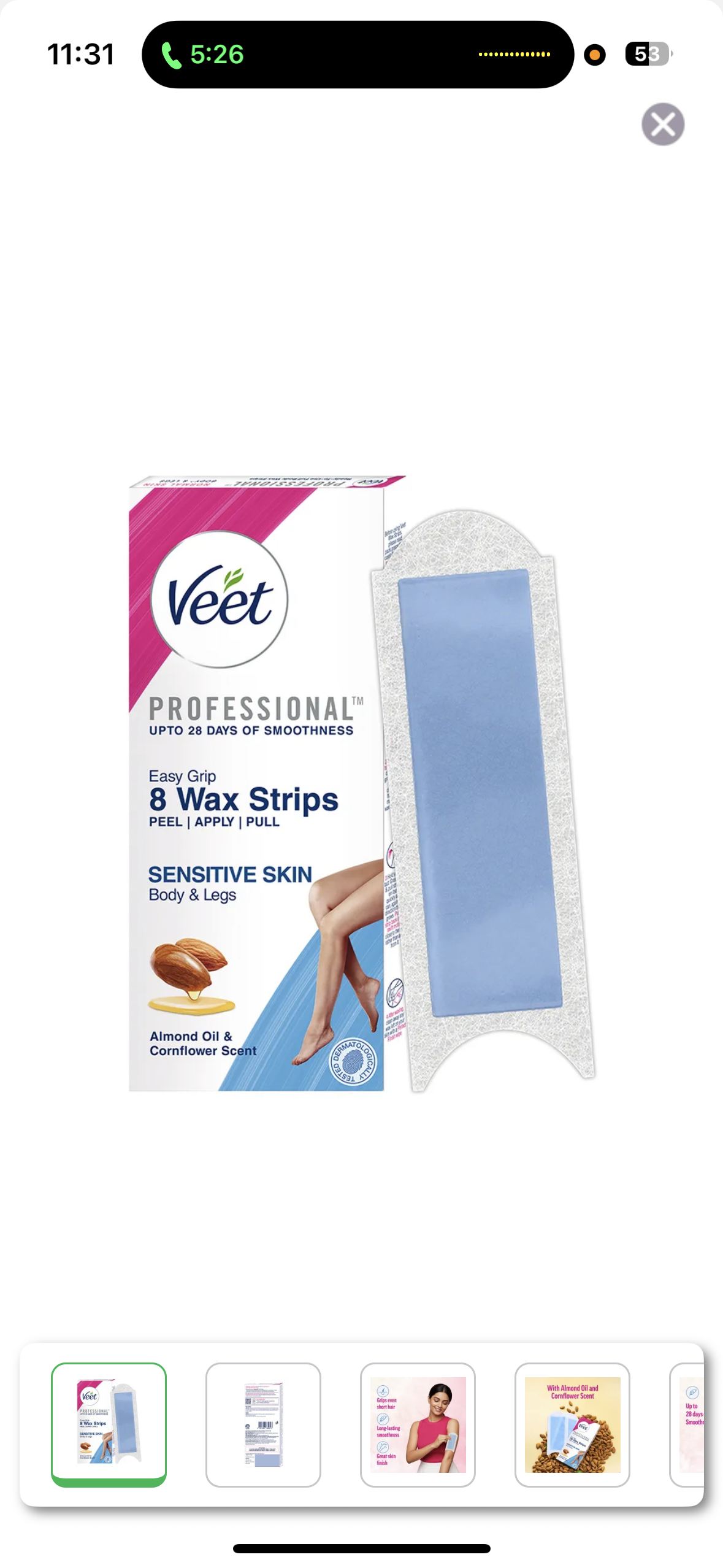 Veet professional Waxing strips kit for sensitive skin| 8 strips