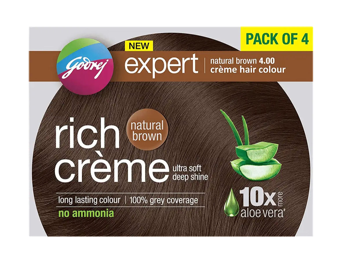 Godrej Expert Rich Creame Hair Colour Natural Brown hair pack of 4