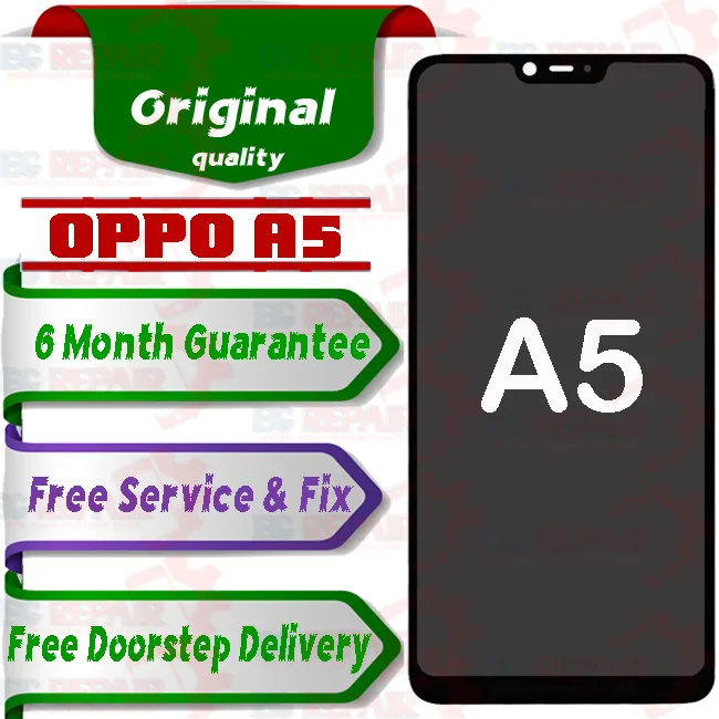 Oppo A5 Combo LCD with Touch Screen for A5  Black (display glass combo folder)