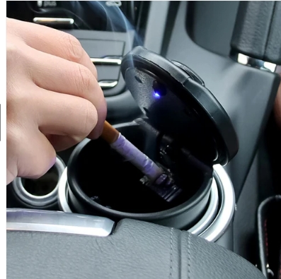 Portable Car Ashtray with Lid and Blue LED Light (1 Pc / With Color Box) - Car and Shoe Care | Buy online on ZillyBuy