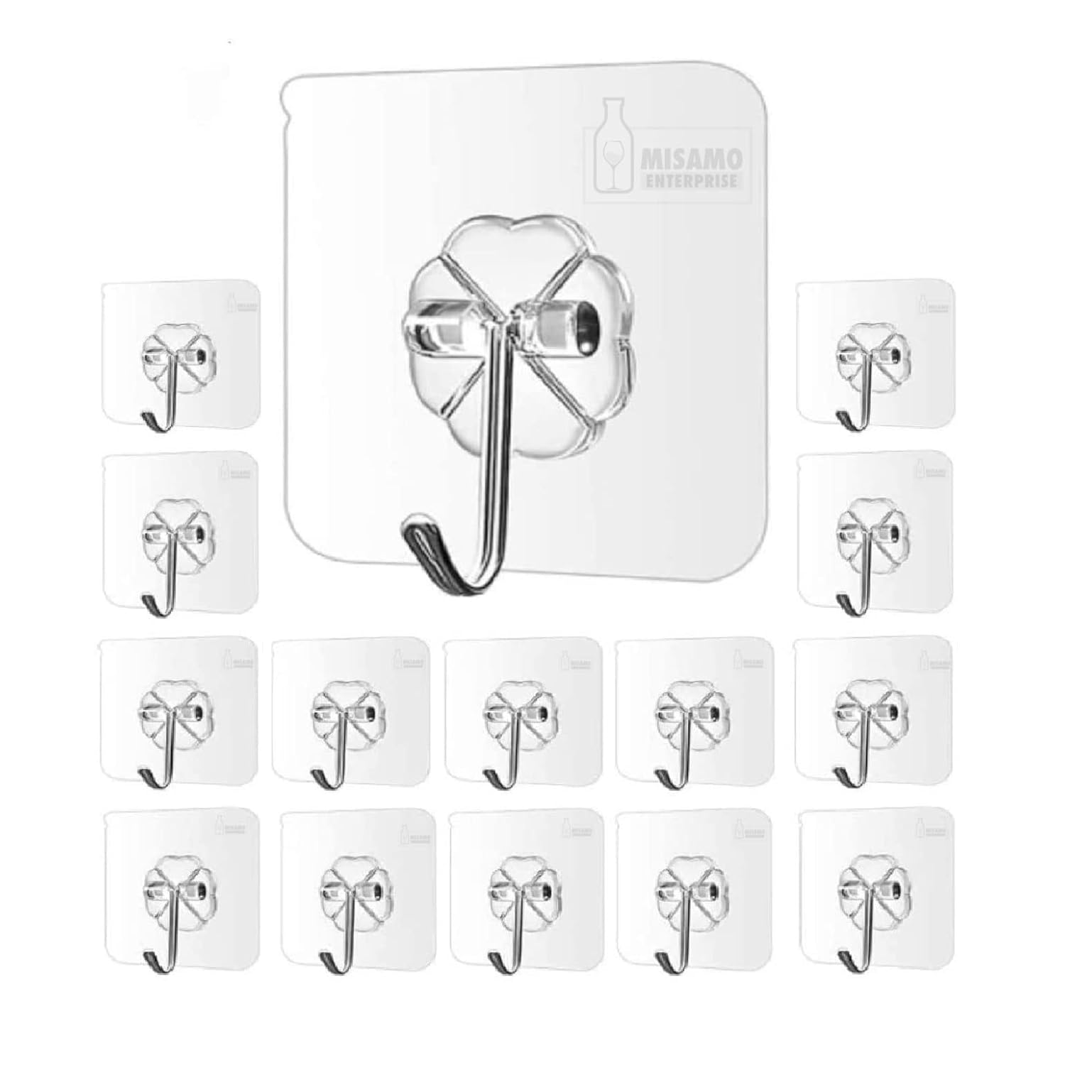 Self-Adhesive Wall Hooks, 9-Pack, White, No-Drill Installation, 6 cm x 6 cm - Hardware, Tools and Home Safety | Buy online on ZillyBuy