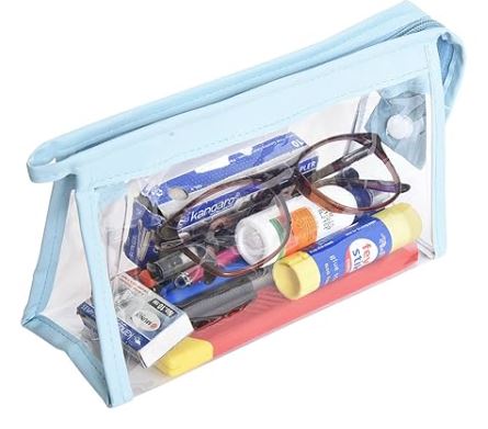 AQBAH Polyethylene Large Capacity Big Pencil Pouch For Girls&Boys,Transparent Pen Bag Organizer For School,Collage,Office,Cute Cosmetic Bag For Girls,Multi-Purpose Stationary Bag Pack Of 1 (Blue) - Stationery | Buy online on ZillyBuy