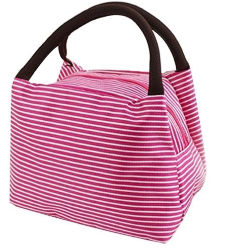 YKXIMS Insulated Lunch Bags for Women, Kids, Students | Waterproof Thermal Cooler Tote for School, Work, Picnic | Portable, Reusable Tiffin Box Storage (Strip-Dark Pink & Cat Design-Pink) - Stationery | Buy online on ZillyBuy