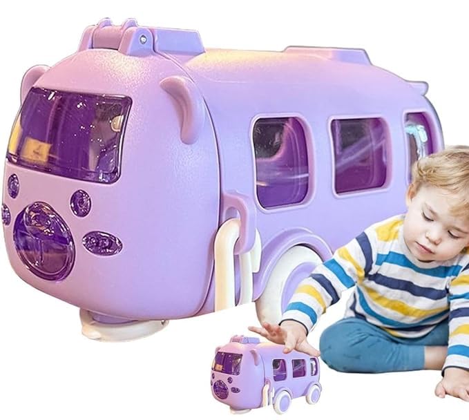 Bus Water Bottle With Strap For Kids | Cute Drinking Jug with Wheels Leakproof, 500 ML | Portable Drinking Bottle for Kids Girls & Boys School Supplies Purple Color - Toys and Games | Buy online on ZillyBuy