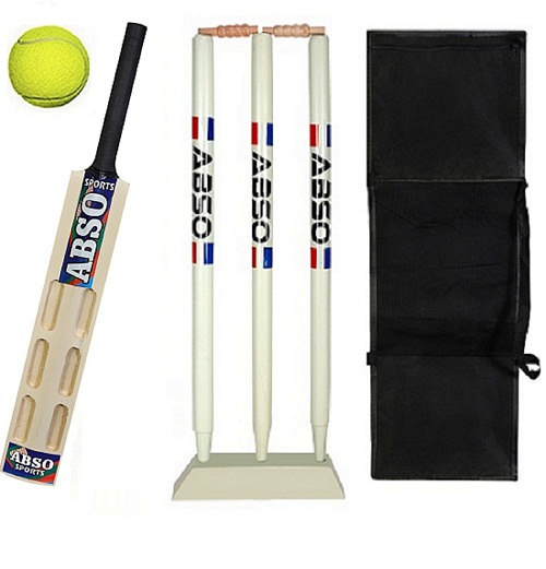 Abso Complete Wooden TENNIS CRICKET Kit with Base 6 SCOOP Bat - Size 5 (Ages 10-12) Cricket Kit - Toys and Games | Buy online on ZillyBuy
