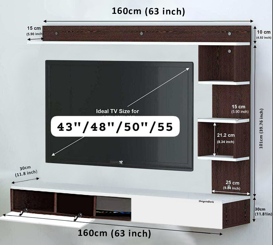 Trendy Home + and + Decor 32 to 55  inches Engineering Wood Drawer Pattern TV Unit Cabinet Showc