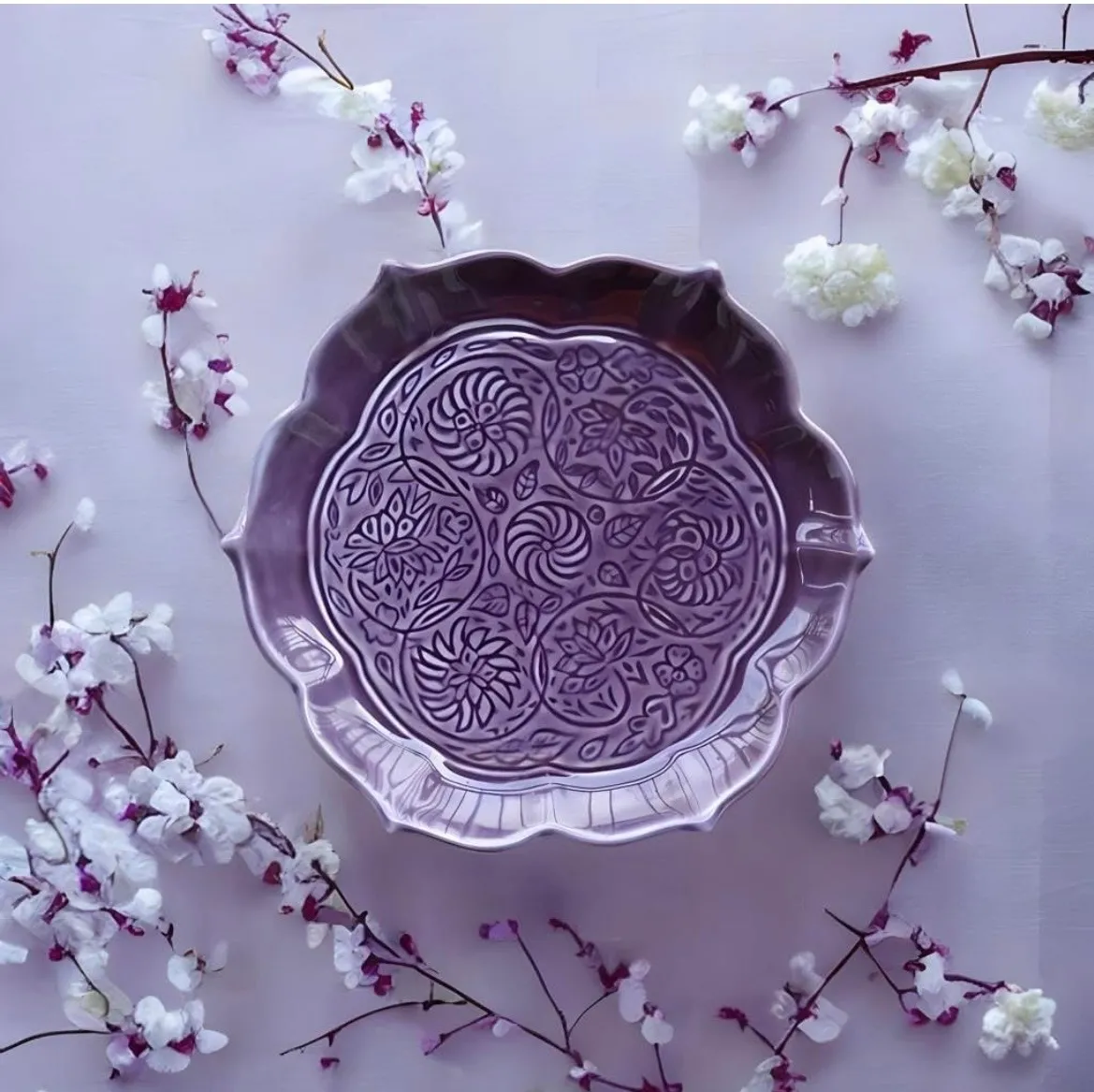 Collectibles India Handcrafted Ceramic Platter purple