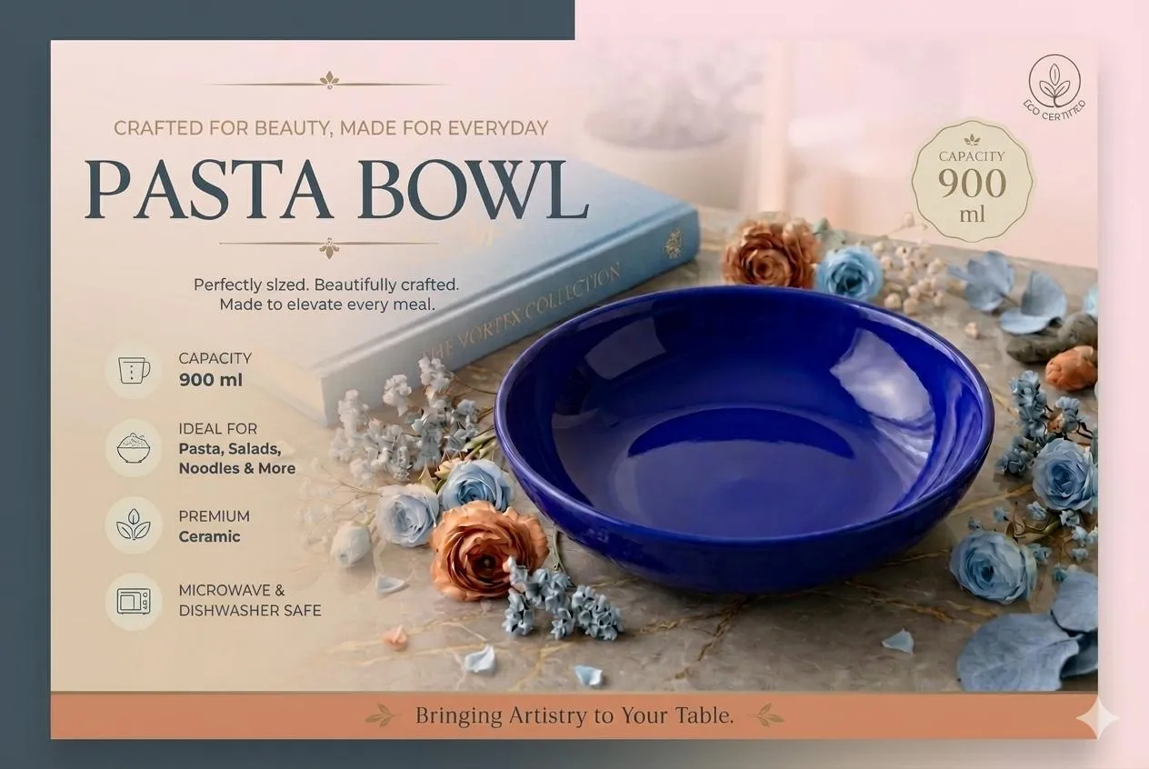 DEEP OCEAN BLUE PASTA BOWL blue