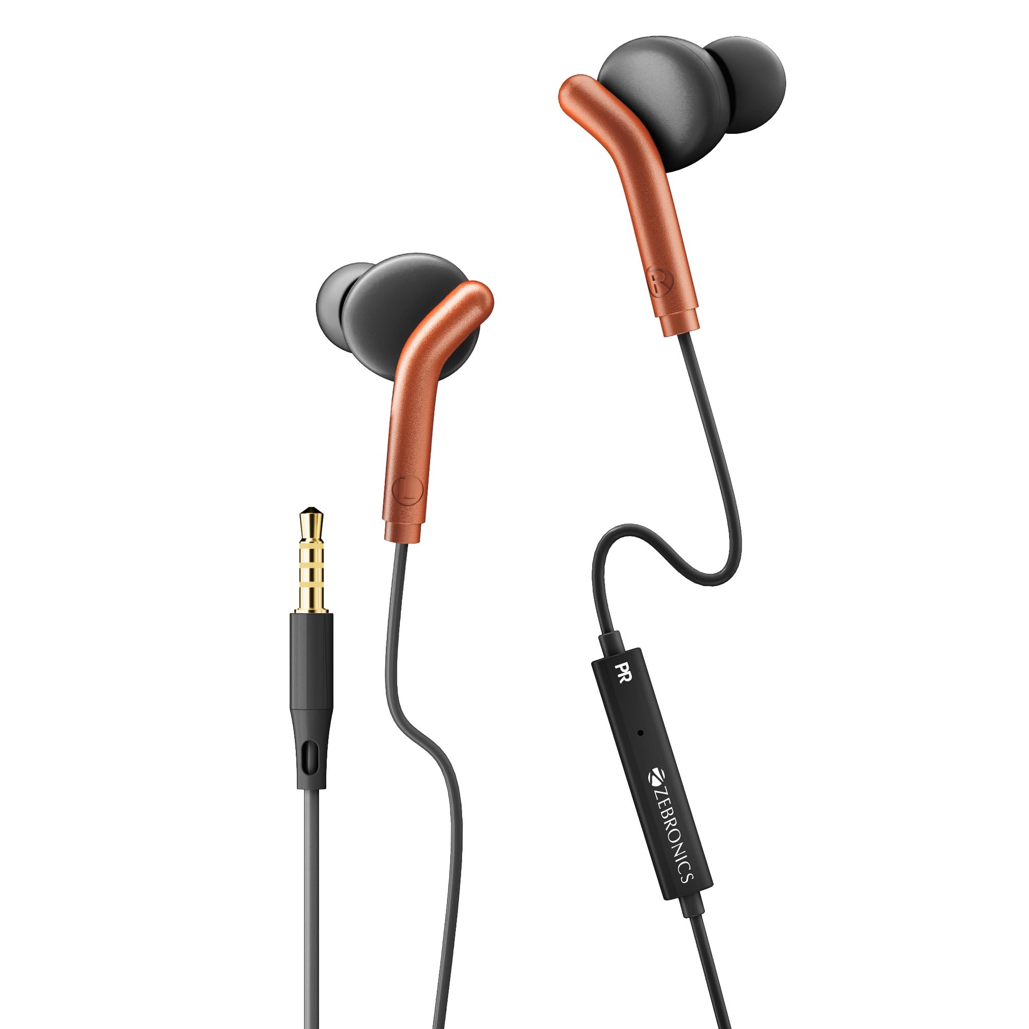 ZEBRONICS Bro 3.5Mm Wired in Ear Earphones, in-Line Mic, Deep Bass, 1.2M Strong and Long Lasting Cable, Light Weight, Compatible with Mobile | Tablet | Laptop (Orange)