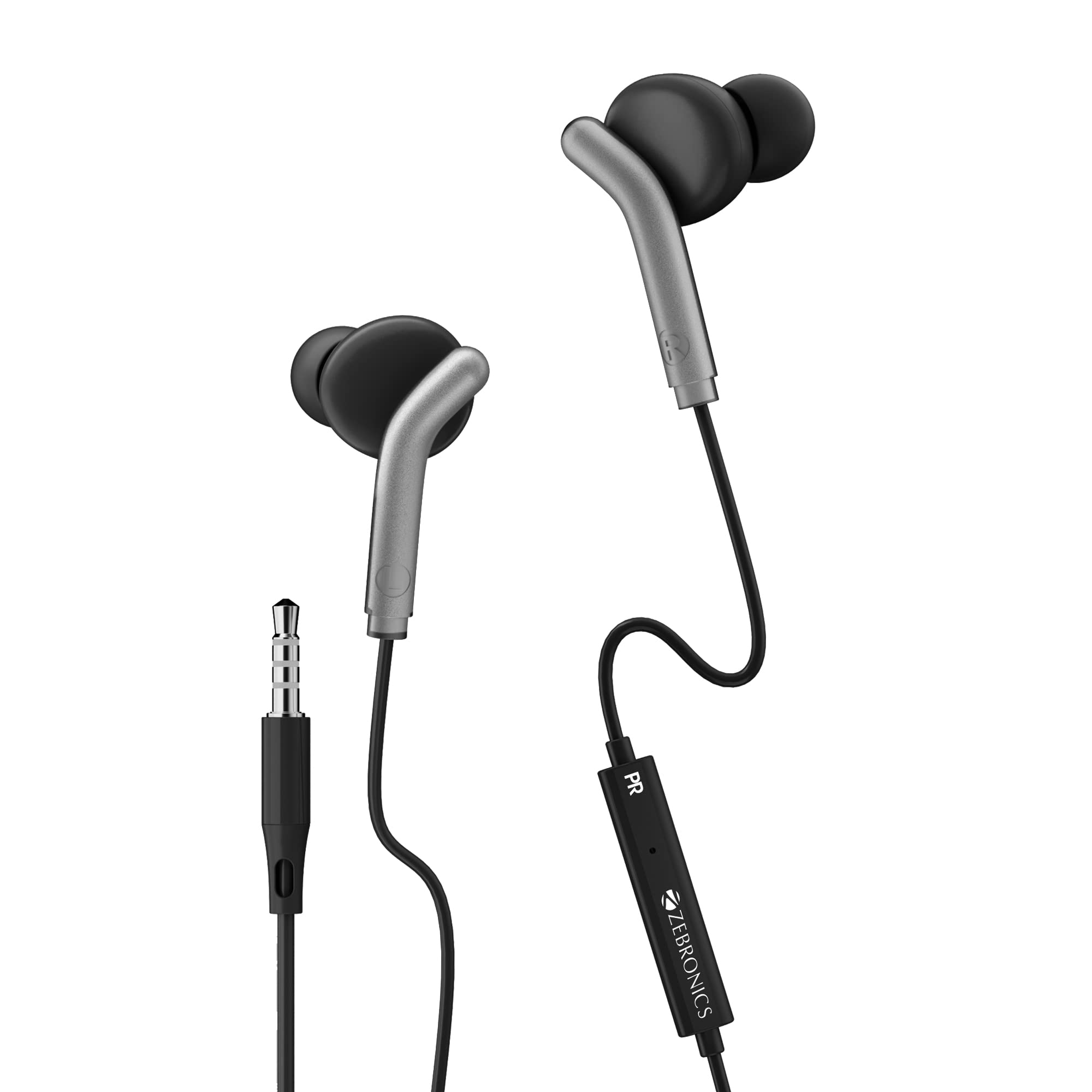 ZEBRONICS Bro in Ear Wired Earphones with Mic, 3.5mm Audio Jack, 10mm Drivers, Phone/Tablet Compatible (Black)