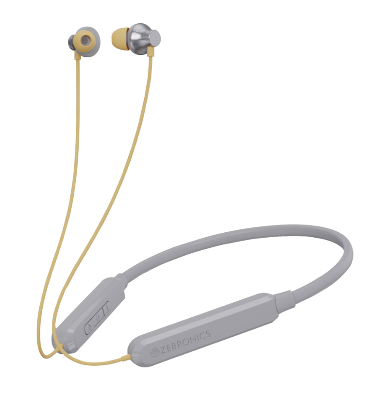 ZEBRONICS Jumbo LITE with 70 Hours Backup, Bluetooth v5.2 Wireless in Ear Neckband, Fast Charging, ENC Calling, Gaming Mode (Upto 50ms), Voice Assistant, Dual Pairing, Splash Proof, and Type C (Grey)