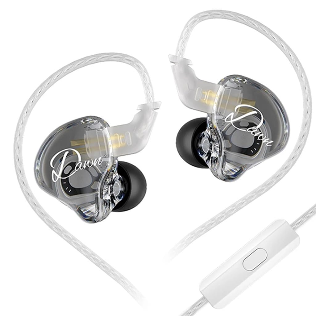KZ Dawn in Ear Monitor Earphone with Mic, Super-Linear Dynamic Driver, Enhanced Soundstage IEM Earphones with Silver-Plated and OFC Cable Options (Siver Cable, Mic)