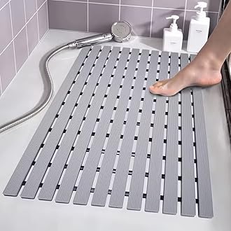 Eurotex Premium Shower Anti Slip Mat for Bathroom Floor, Striped Anti Skid, Stand up mat for Bath, Kitchen, Anti Bacterial (Grey, 1.5ft x 2ft) - Also Available in 5 Meter Roll - Hardware, Tools and Home Safety | Buy online on ZillyBuy