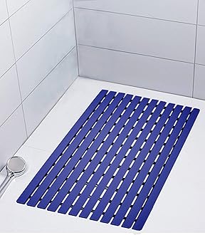 Eurotex Shower Mat Non Slip for Bathroom, Anti Skid Bathtub Mat (Plastic Stripped- Rubber Base, 46cm x 61cm)- Blue - Hardware, Tools and Home Safety | Buy online on ZillyBuy