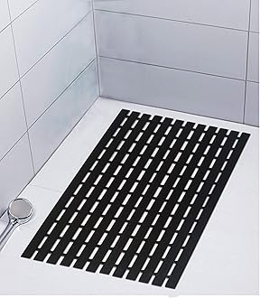 Eurotex Shower Mat Non Slip for Bathroom, Anti Skid Bathtub Mat (Plastic Stripped- Rubber Base, 46cm x 61cm)- Black - Hardware, Tools and Home Safety | Buy online on ZillyBuy