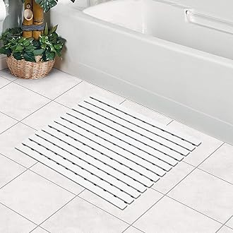 Eurotex Non-Slip Plastic Shower Bath Mat with Multiple Use Non Suction Cup Shower Mats for Bathroom Anti Slip Great for Walk in Showers Kitchens Laundry Room Indoor Outdoor, White, Set of 1 - Hardware, Tools and Home Safety | Buy online on ZillyBuy