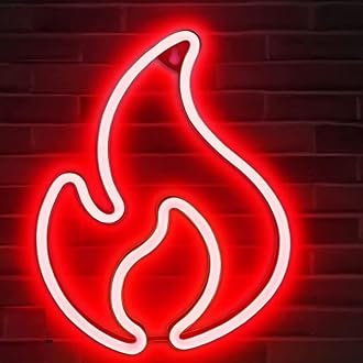 fabsouk Fire Neon Signs Kids Room Decor Red Led Neon Sign Plug in Wall Light Party Supplies Girls Boy Room Decor Neon Light Sign for Bedroom Wall Decor (12in x10 in) - Hardware, Tools and Home Safety | Buy online on ZillyBuy