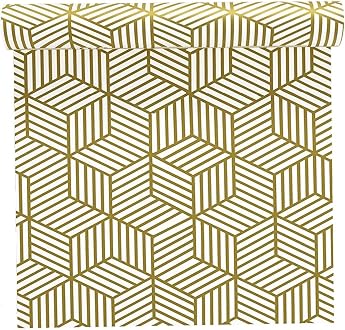 Eurotex Geometric Design Wallpaper 17.71 X 118 Self-Adhesive Removable Peel and Stick Decorative Wall Covering (PVC, Size 45cm X 3Mtr Roll 14.5 Sqft, White & Gold Color) - Hardware, Tools and Home Safety | Buy online on ZillyBuy