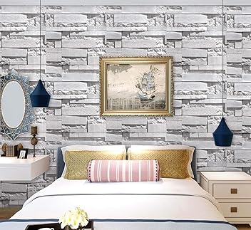 Eurotex Stone Design Wallpaper 17.71 X 118 Self-Adhesive Removable Peel and Stick Decorative Wall Covering (PVC, Size 45cm X 3Mtr Roll 14.5 Sqft, Grey Slate Color) - Hardware, Tools and Home Safety | Buy online on ZillyBuy