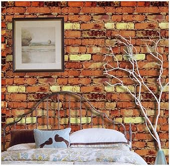 Eurotex Brick Design Wallpaper 17.71 X 118 Self-Adhesive Removable Peel and Stick Decorative Wall Covering (PVC, Size 45cm X 3Mtr Roll 14.5 Sqft, Light Orange Color) - Hardware, Tools and Home Safety | Buy online on ZillyBuy