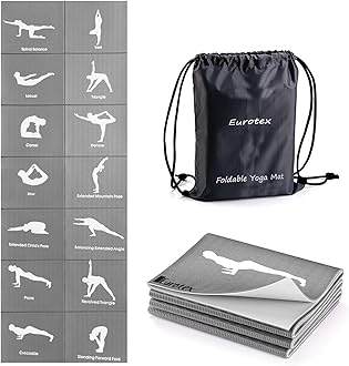 Eurotex Travel Yoga Mat Non Slip Foldable Portable Gym Mat Fitness Training Pilates Exercise Mat Workout for Women Men with Carry Bag - Hardware, Tools and Home Safety | Buy online on ZillyBuy
