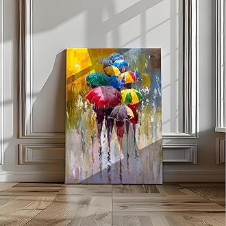Fabsouk Painting for Living Room Wall Decoration Large Canvas Vastu Umbrella Painting for South East Wall Big Size Wrapped Canvas Rectangular Umbrella with Rain Wall Painting for Hall Bedroom Office Gift & Home Decor - Hardware, Tools and Home Safety | Buy online on ZillyBuy