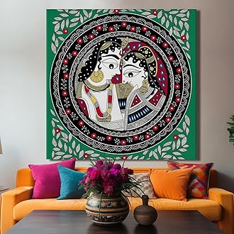 fabsouk Large Wall Painting for Living Room Decor Big Canvas Art Indian Ethnic Traditional Wall Art Large Size For Living Room, Bedroom, Office decor & Gifting (Madhubani Sun, 18x18, Framed) - Hardware, Tools and Home Safety | Buy online on ZillyBuy