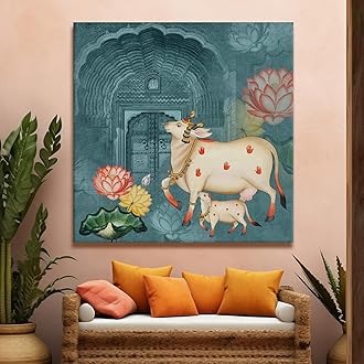 fabsouk Large Wall Painting for Living Room Decor Big Canvas Art Indian Ethnic Traditional Wall Art Large Size For Living Room, Bedroom, Office decor & Gifting (Ethnic Madhubani, 18x18, Framed) - Hardware, Tools and Home Safety | Buy online on ZillyBuy