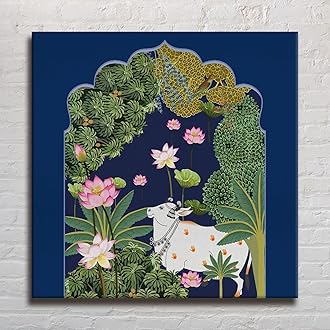fabsouk Large Wall Painting for Living Room Decor Big Canvas Art Indian Ethnic Traditional Wall Art Large Size For Living Room, Bedroom, Office decor & Gifting (Krishna with Cows, 18x18, Framed) - Hardware, Tools and Home Safety | Buy online on ZillyBuy